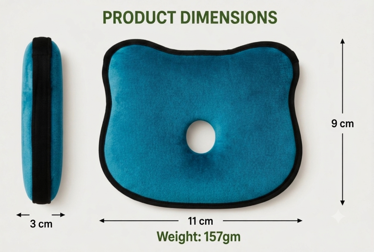 Memory Foam Baby Head Shaping Pillow | Newborn Neck Support Cushion | Anti Flat Head Pillow for Infants | Soft Breathable Baby Sleeping Pillow