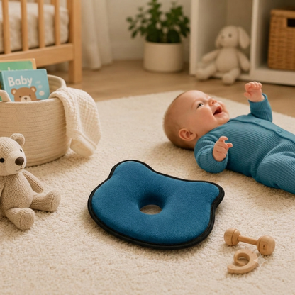 Memory Foam Baby Head Shaping Pillow | Newborn Neck Support Cushion | Anti Flat Head Pillow for Infants | Soft Breathable Baby Sleeping Pillow