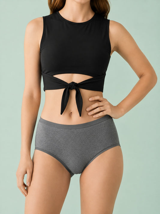 High-Waist Period Panty – Absorbent Menstrual Protection Brief (Grey)