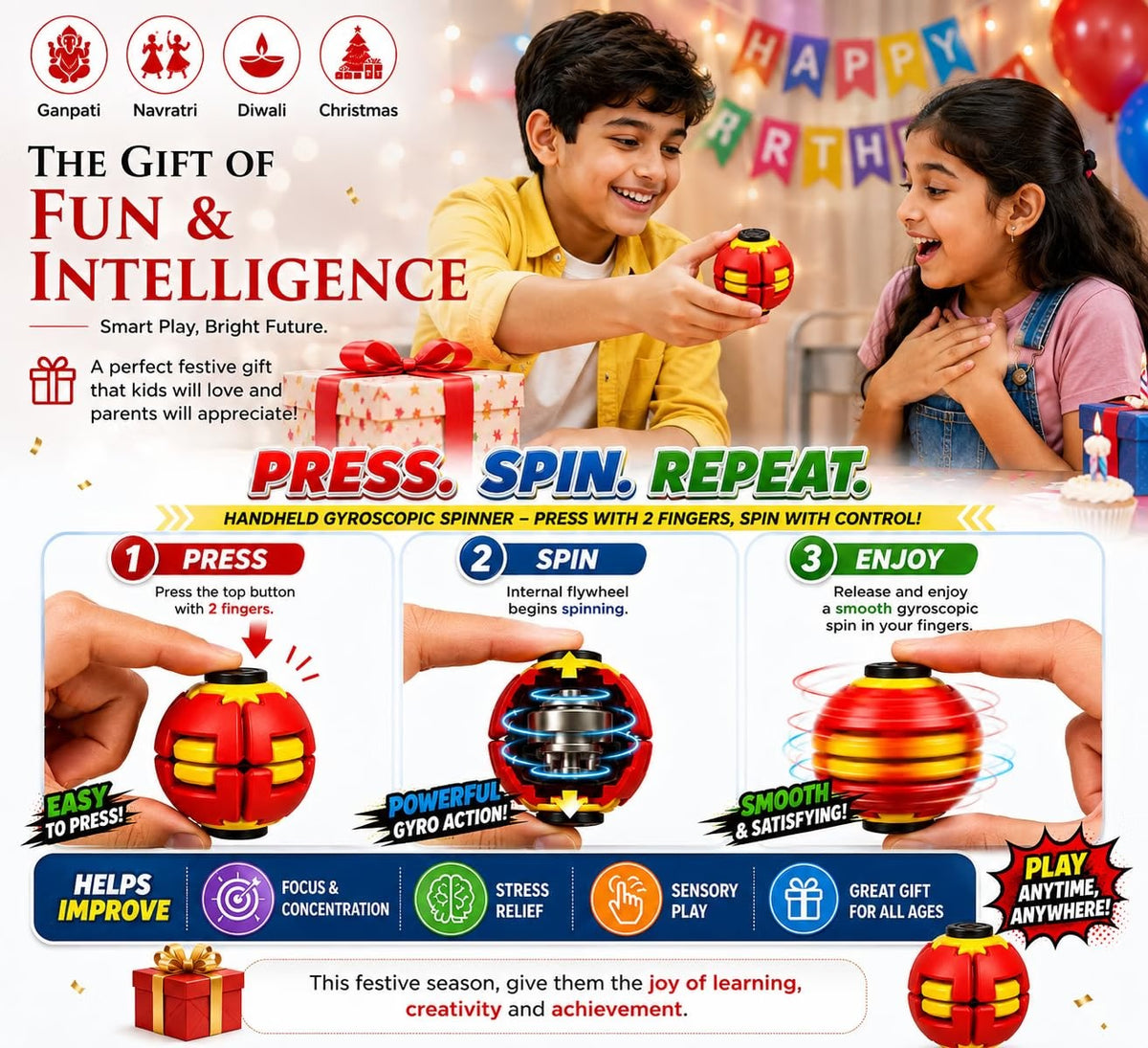 Press to Spin Fidget Ball