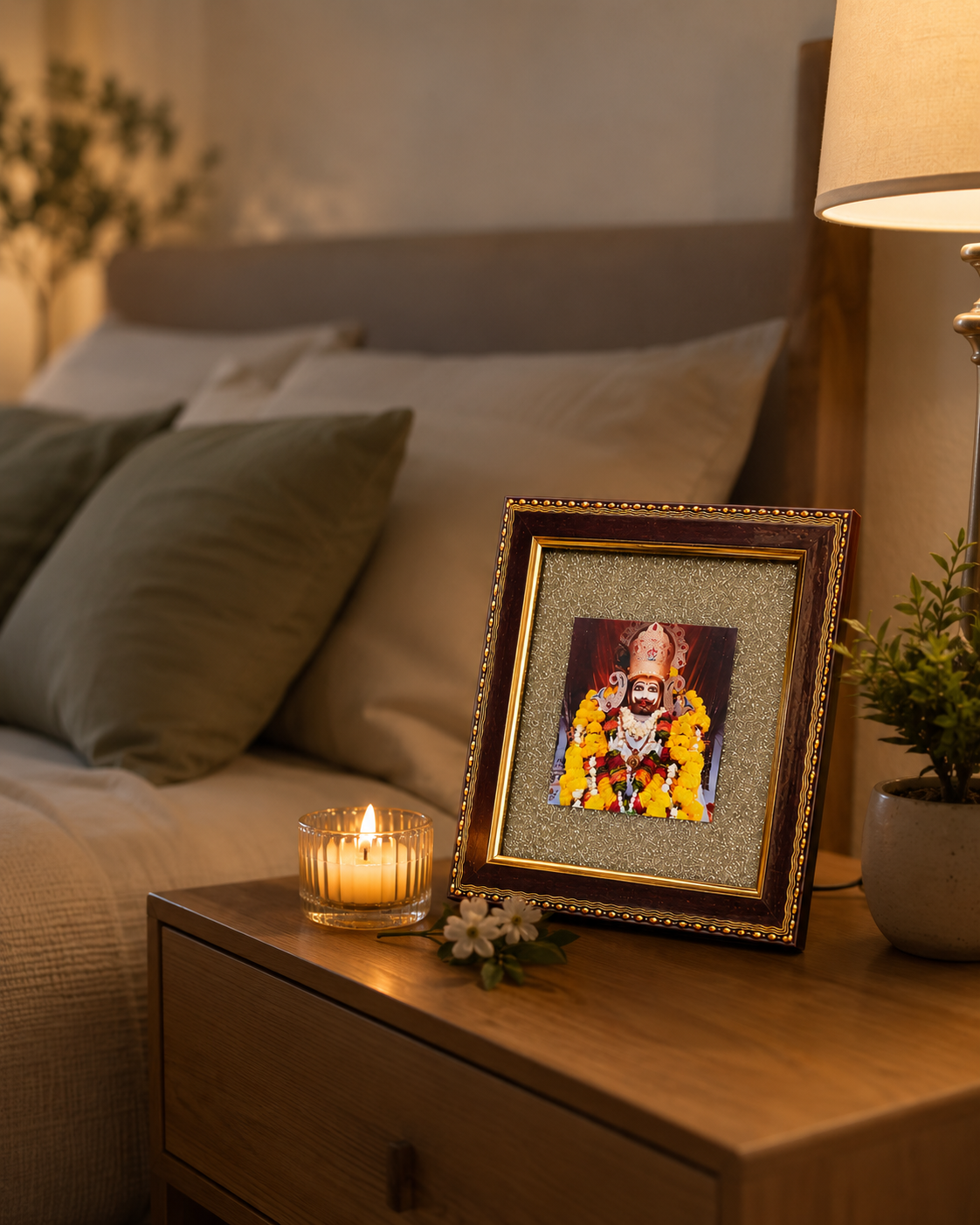 Khatu Shyam Ji Pyrite Crystal Frame | Vastu & Positive Energy Wall Décor | Premium Spiritual Gift