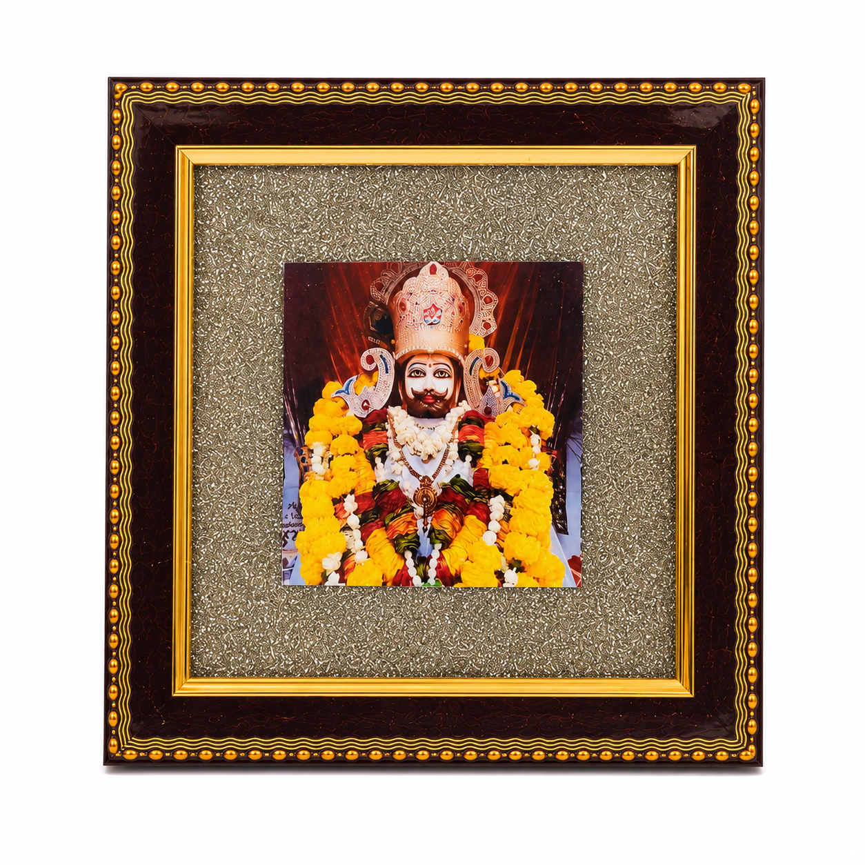 Khatu Shyam Ji Pyrite Crystal Frame | Vastu & Positive Energy Wall Décor | Premium Spiritual Gift