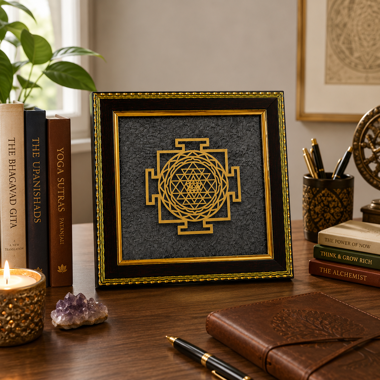 Khatu Shyam Ji Pyrite Crystal Frame | Vastu & Positive Energy Wall Décor | Premium Spiritual Gift