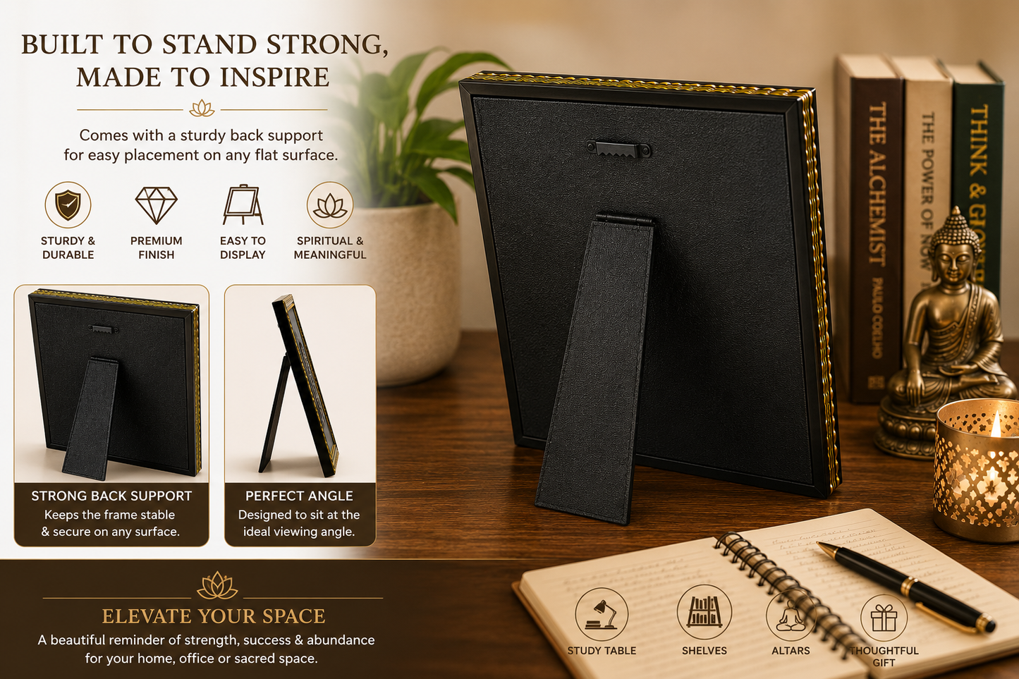 Khatu Shyam Ji Pyrite Crystal Frame | Vastu & Positive Energy Wall Décor | Premium Spiritual Gift