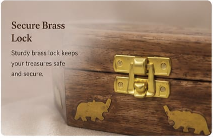Handcrafted Wooden Carved Jewellery & Keepsake Box with Brass Lock