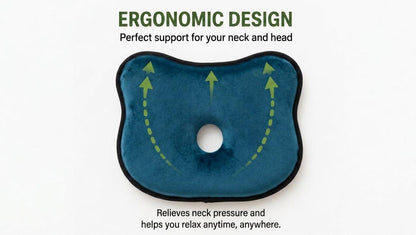 Memory Foam Baby Head Shaping Pillow | Newborn Neck Support Cushion | Anti Flat Head Pillow for Infants | Soft Breathable Baby Sleeping Pillow