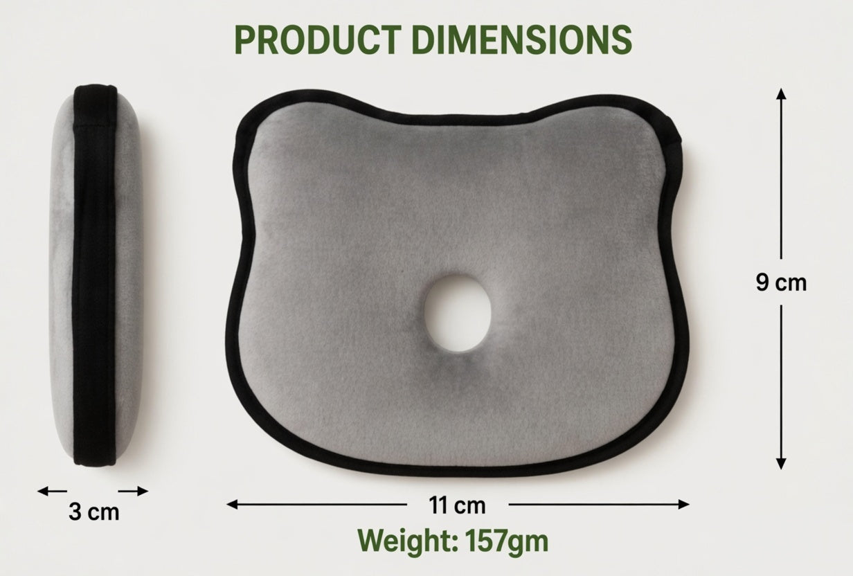 Memory Foam Baby Head Shaping Pillow | Newborn Neck Support Cushion | Anti Flat Head Pillow for Infants | Soft Breathable Baby Sleeping Pillow