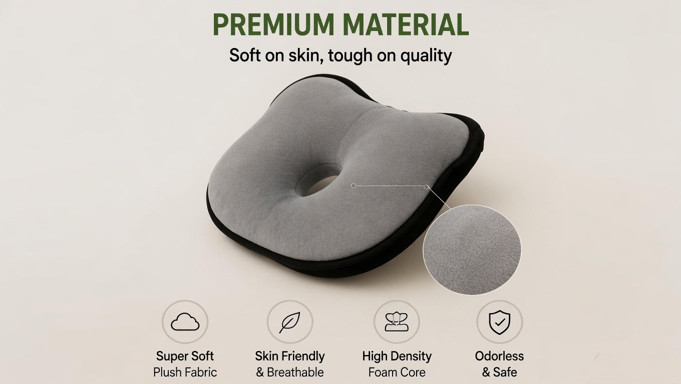 Memory Foam Baby Head Shaping Pillow | Newborn Neck Support Cushion | Anti Flat Head Pillow for Infants | Soft Breathable Baby Sleeping Pillow