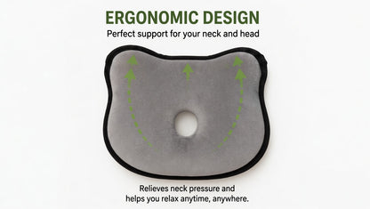 Memory Foam Baby Head Shaping Pillow | Newborn Neck Support Cushion | Anti Flat Head Pillow for Infants | Soft Breathable Baby Sleeping Pillow