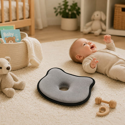 Memory Foam Baby Head Shaping Pillow | Newborn Neck Support Cushion | Anti Flat Head Pillow for Infants | Soft Breathable Baby Sleeping Pillow